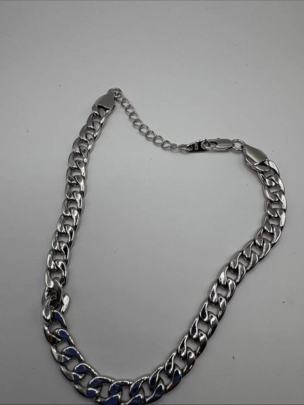 Men's 10k white gold plated adjustable bracelet